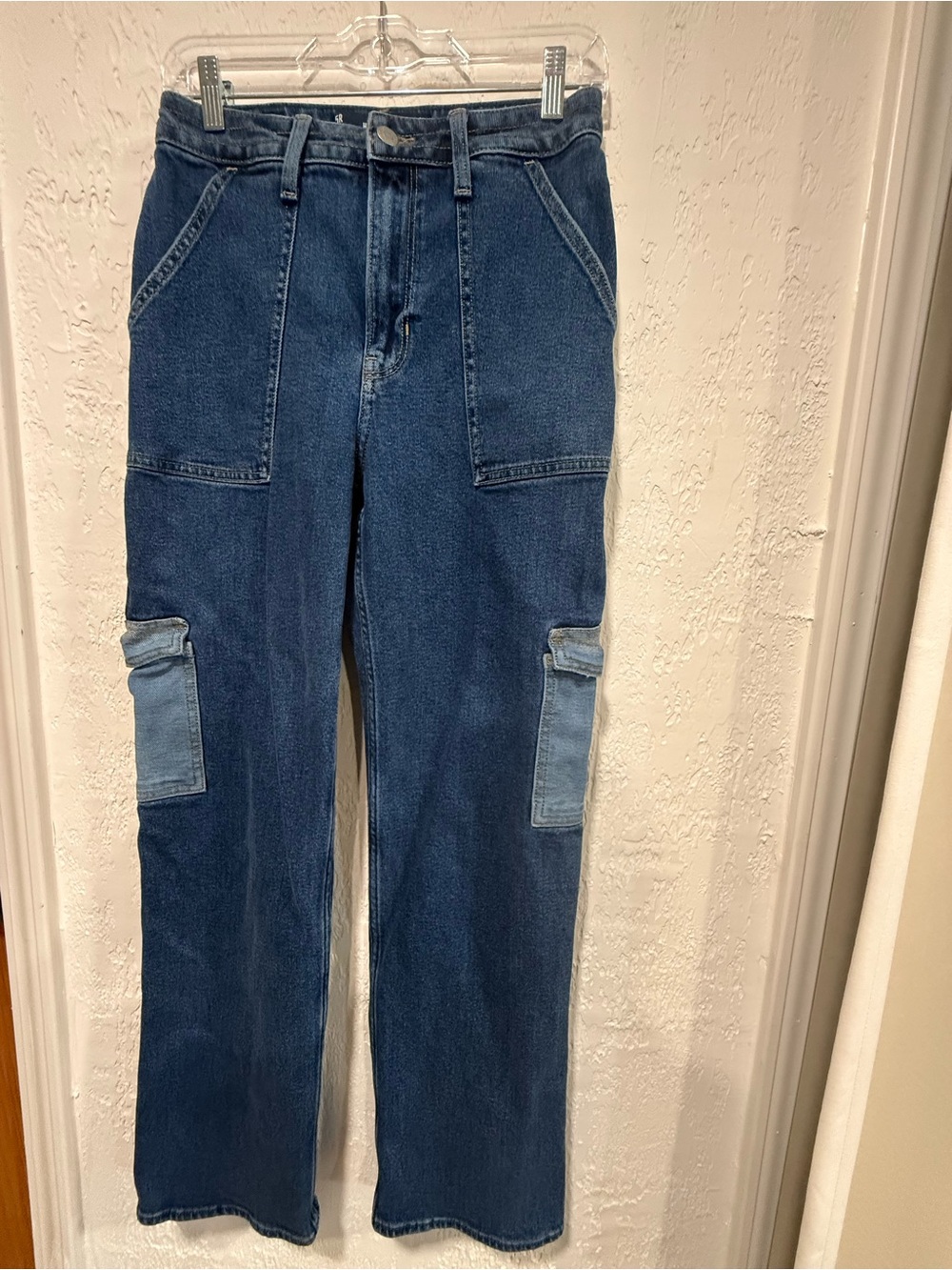 Hollister Jeans Women 5R(w27xL31) Blue Cargo Ultra High Rise Dad Vintage Stretch